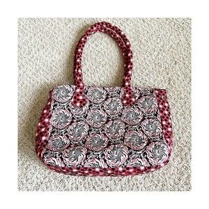 Laura Ashley Red Pinwheel Tote Bag Quilted Travel Beach 4th of July Fireworks